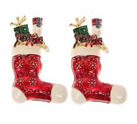 2pcs Christmas Brooches for Women Jewelry Brooch Pin Boots Shape Alloy Exquisite Dress Accessories