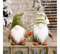 2Pcs Christmas Decorations Knitted Non-Woven Fabric Standing Faceless Doll Green Santa Ornaments (Color : A Size