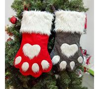 2Pcs Christmas Stocking Long- Haired Dog Claw Christmas Socks Christmas Tree Ornaments Christmas Decorations (Color : A Size : 2244cm)
