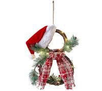 2Pcs Christmas Wreaths,Lighted Christmas Wreath Decoration,With Hat And Scarf Snowman Shape Wreath,For Front Door Home Garden Wall Decor,35 X 25Cm, LJJY-KK