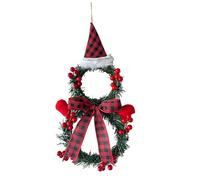 2Pcs Christmas Wreaths,Lighted Christmas Wreath Decoration,With Hat Snowman Shape Wreath,For Front Door Home Garden Wall Decor,47X27Cm, LJJY-KK