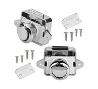 2pcs Chrome Button Latch Drawer Replacement Keyless Door Lock Latch Zinc Alloy Pop Up Cabinet Door Handle Latch