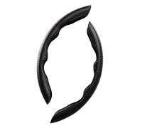 2Pcs Coche Fundas Volante para Renault Escape Captur Talisman Megane, Cubierta del Volante Segmentado Fibra de Carbón, Transpirable Antideslizante Accesorio para Volante Universal,B Black