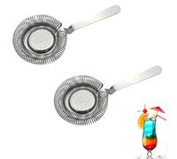2Pcs Cocktail Strainer, Colador de Cóctel, Colador para Bar de Acero Inoxidable, Colador para Coctelería, Con Muelle Espiral Extraíble, Filtros para Cócteles, Para Bar Restaurante Casa (Plata)