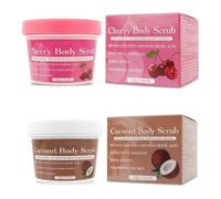 2PCS Coconut Body Scrub and Cherry Body Scrub, Coconut Butter For Silky Smooth Skin Body Scrub Gently Exfoliates Restores Skin's Natural Nutrients 100g