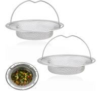 2PCS Coladores de Fregadero de Acero Inoxidable, Rejilla Fregadero Cocina con asa, Filtro de Drenaje Fregadero,Antiobstrucción Fregadero, Diámetro Exterior 11 cm, diámetro Interior 7 cm, Altura 2 cm