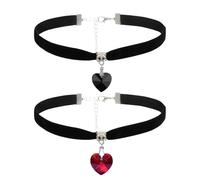2Pcs Collar De Amor, Gargantilla De Mujer, Collar Gótico, Gargantilla De Terciopelo, Gargantilla De Terciopelo Negro, Collar En Forma De Corazón