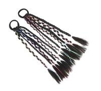 2pcs Colorful Bow Wigs for Kids Synthetic Braided Ponytails for Dance and Play(Black2)