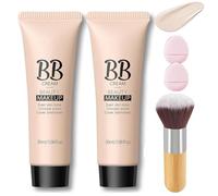 2Pcs Concealer Hydrating BB Cream,Hydrating BB Cream Full Coverage Foundation and Concealer,BB Tinted Care Primer With Brush,Tinted Moisturizer Primer for All Skin Types (Ivory, Same size)