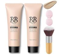 2Pcs Concealer Hydrating BB Cream,Hydrating BB Cream Full Coverage Foundation and Concealer,BB Tinted Care Primer With Brush,Tinted Moisturizer Primer for All Skin Types (Wheat, Same size)