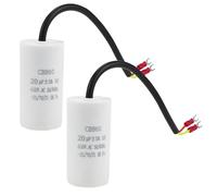 2PCS Condensador de trabajo CBB60 de 20 µF, 450 V, 50/60 Hz con cable de conexión de 20 cm y lengüetas de cable, condensador de arranque, condensador de arranque del motor, 20 uF | 74 x 38 mm