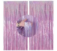 2PCS Cortinas de Oropel,Foil Curtains,Metálicas Fringe Cortinas,Fringe Shimmer Cortina,Fiesta de la Boda Fiesta de Cumpleaños,Decoraciones Bricolaje Ventana/Puerta Apoyos Foto/Fotomatón(Rosa,1x2.5m)