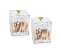 2Pcs Cotton Ball Holder, Q-Tips Holder Clear Modern Bathroom Organizers, Jars with Lids, compatible