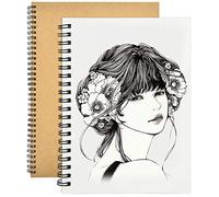 2pcs Cuadernos de Bocetos A4, 150GSM / 140 Páginas Cuaderno de Dibujo Liso, Cubierta Kraft Bloc Notas en Espiral, Cuaderno Bocetos en Blanco para Adultos,Niños,Pintura,Acuarela,Paisaje(Cubierta Marrón