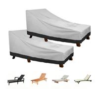 2pcs Cubierta de Tumbona para Exteriores, Viento Oxford 420D Funda Impermeable para Tumbona Sillón Jardin,Cubierta De Muebles De Jardín para Mueble(Size:198x90x84cm,Color:Coffee Brown-210D Oxford)