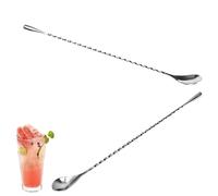 2Pcs Cuchara Mezcladora Cuchara de Cóctel en Espiral de Acero Inoxidable Agitador de Barra de Mango Largo Adecuado para Cócteles,Batidos,café,Jugo,té