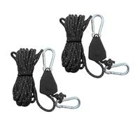 2Pcs Cuerdas Reflectantes de Tienda con Tensor, 4mm Trinquete de Cuerda con Gancho, 4M Cuerdas Tipo de Campaña, Ajustable Cuerda Paracord de Nailon para Acampar al Aire Libre,Toldo (Negro, 4)