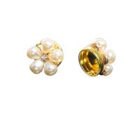 2pcs Cufflinks For Shirt Sleeve Clip On Faux Pearl Cuff Links No Sewing Button Accessories para manualidades, bodas(Golden)