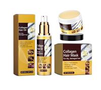 2pcs Cuidado del cabello con Colágeno, 50ml Aceites de Tratamiento Capilar y 100g Mascarilla Capilar, Hidrata en profundidad, Mejora la sequedad y las puntas abiertas,shampoo