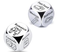 2PCS Dating Gifts for Couples Food Decision Dice Movie Decision Dice Stainless Steel Dices for Couples Girlfriend Boyfriend Wife Husband on Anniversary Valentines Funny Gifts for Him Her