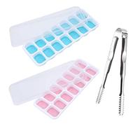 2pcs de Bandeja para Cubitos de Hielo, Moldes de Silicona para Hielo, Cubiteras para Hielo sin BPA, Molde Hielo 28 Hielo Cubitos, Cubitera Hielo Silicona con Tapa, Reutilizables
