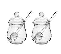 2pcs De Cristal De Miel Botella 250ml Tarro del Atasco del Envase con Cazo Y La Tapa De La Cocina del Hogar Uso Pote De Cristal