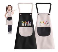 2PCS Delantal Infantil Pintura, Bata Pintura Niños para 6-12 Años, Delantal de Pintura Impermeable y Antiincrustante con Bolsillos, Ajustable Delantales para Niños, para Pintar Jardín Cocinar (A)