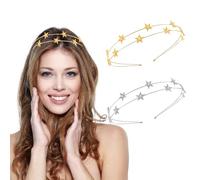 2PCS Diadema de Estrella, Diadema de Estrella con Diamantes de Imitación, Doble Capa Diadema de Estrellas con Purpurina, Accesorios para el Cabello para Niños Mujeres Novias, Dorado + Plata