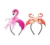2Pcs Diademas De Flamenco, Diademas De Felpa De Flamenco, Lindas Diademas De Flamenco, Diademas De Vestir Hawaianas, Diademas Tropicales, Trajes De Fiesta Temática