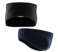 2Pcs Diademas Orejeras de Invierno, Diadema con Orejeras de Forro Polar, Diademas Calentadores para Mujeres Hombres Calentar Orejas Caminar Yoga Deportes Correr (Negro y Azul Marino)