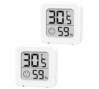 2Pcs Digital Hygrometer Thermometer, Mini Indoor Hygrometer Thermometer, LED Display with Comfort Logo for Environmental Thermometers for Greenhouse, higrómetro interior, interior