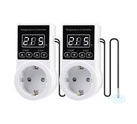 2pcs Digital Termostato Enchufe - Controlador de Temperatura con Sonda Calentador de Termostato, Digital Termostato Regulador con Pantalla LCD, para Reptiles, Incubadora, Invernadero ,Acuicultura