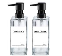 2PCS Dispensador Jabon Baño Transparente 350ml Botes para Gel y Champu de Cristal Dispensador de Gel y Champu para Ducha Dosificador Jabon Baño es Elegante Practico y Mantendra su Ducha Ordenada