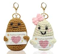 2PCS Divertida Patata Positiva Con Llavero,Mini Positive Potato Pocket Hug, Pocket Hug Positive Kartoffel Peluche De Tejer De Punto Linda Creativo Con Tarjetas De Inspiración Positiva Para Niños