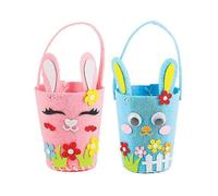 2pcs Diy Easter Egg Hunt Baskets Felt Easter Bunny Baskets Material for Eggs Hunting Kids Easter Party Supplies