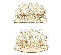 2Pcs DIY Wooden Crafts Christmas Ornaments Merry Christmas Home Desktop Decorations (Color : A Size