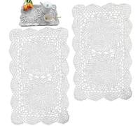 2pcs Doilies de Crochet, alfombras de Mesa rectangulares de algodón de 11x17 Pulgadas para tocadores y mesas Finales