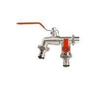 2pcs Double Head Water Faucet Garden Irrigation Watering Splitter Connector Thread Alloy Sink Tap Para Jardín(Orange)