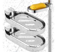 2PCS Ducha Herramienta de jabón, Plato de Jabón Jabonera Ducha Ajustable Barra Deslizante Práctico, Abs Jabonera Platos Barra de Ducha Bandeja, for la Ducha Baño Bañera y Fregadero de la Cocina