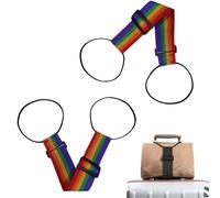 2PCS Elastic Fastening Belt for Luggage, Travel Bag Luggage Elastic Rope Binding Strap, Adjustable Luggage Bag Fixing Clamping Strap, Elastic Ring Luggage Straps for Suitcases (E-Colorful,One Size)