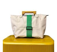 2PCS Elastic Fastening Belt for Luggage, Travel Bag Luggage Elastic Rope Binding Strap, Adjustable Luggage Bag Fixing Clamping Strap, Elastic Ring Luggage Straps for Suitcases (G-Green,One Size)