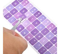 2PCS English Keyboard Stickers with Tweezer Universal Keyboard Sticker Purple Background with White Lettering Keyboard Letters Replacement