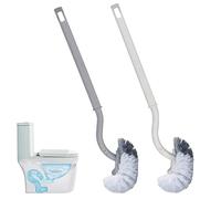 2PCS Escobillas de Baño,Cepillo Inodoro Mango Largo, Cepillo para Limpieza de Inodoro con cerdas Fuertes,Kit de Cepillo de Limpieza para Inodoro para Limpieza de Baño, Ducha, Esquinas(Blanco+Gris)
