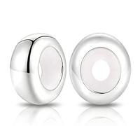 2PCS Espaciadores Abalorios 925 de Plata de Ley con Goma para Charm Stopper