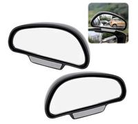 2pcs Espejo de Punto Ciego del Coche de Gran Angular Ajustable Espejo Auxiliar Retrovisor de 360 Grados, Visión Amplia, Seguridad Mejorada en la Conducción (Negro)
