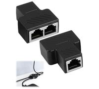 2PCS Ethernet Switch 1 a 2, Switch RJ45 2 Ports Empalme RJ45 Divisor Ethernet 1 a 2 Network Splitter Conectores Divisores RJ45 Adaptador Conector de Extensión LAN para Cable Cat5 Cat6 Cat7 Cat8