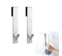2Pcs Extended Shower Door Hooks (7-Inch), Drilling-Free Stainless Steel Towel Hook, Over Door Hooks, for Bathroom Frameless Glass Shower Door (Silver)