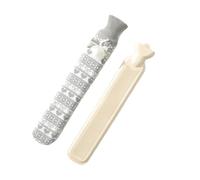 2PCS Extra long hot water bottle, extra large water-filled shoulder and neck warmer, bed, quilt artifact in winter Para Hombros Cintura(Grey Heart)