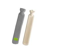 2PCS Extra long hot water bottle, extra large water-filled shoulder and neck warmer, bed, quilt artifact in winter Para Hombros Cintura(Grey Stripe)