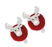 2PCS Festival Deer Wooden Clips Ornament Wood Photo Holder Clip For Christmas Tree Decoration Note Card Picture Display Christmas Gift Wrapping Clips